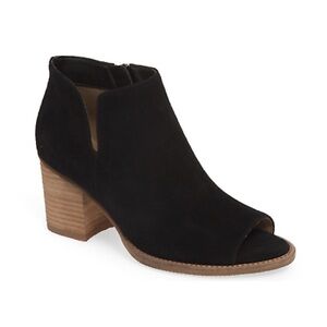 Blondo Women's Nappa Waterproof Open Toe Ankle Bootie Boots Black NWOB